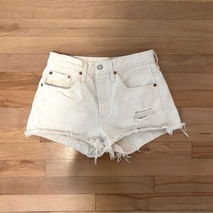 Levi’s 501 Cream Denim Shorts